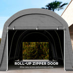 10' x 20' Portable Shed with Roll-up Zipper Door, Dark Grey