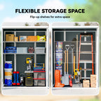 4.4' x 2.3' Plastic Garden Shed with Shelves and Floor, Distressed Grey