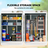 4.4' x 2.3' Plastic Garden Shed with Shelves and Floor, Distressed Grey