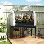 Galvanized Raised Garden Bed with Greenhouse Cover, Black