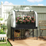 Galvanized Raised Garden Bed with Greenhouse Cover, Black