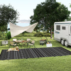 9' x 18' Reversible Outdoor Rug, Black Gray Geometric