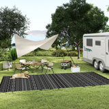 9' x 18' Reversible Outdoor Rug, Black Gray Geometric