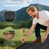 9' x 18' Reversible Outdoor Rug, Black Gray Geometric