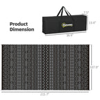 9' x 18' Reversible Outdoor Rug, Black Gray Geometric