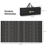 9' x 18' Reversible Outdoor Rug, Black Gray Geometric