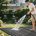 9' x 18' Reversible Outdoor Rug, Black Gray Geometric
