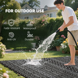 9' x 18' Reversible Outdoor Rug, Black Gray Geometric