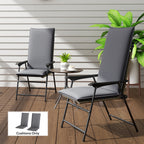 Set of 2 High Back Patio Chair Cushions with Ties, Dark Grey