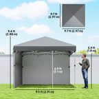 10' x 10' Pop Up Canopy Tent with Sidewalls and Roller Bag, Dark Grey