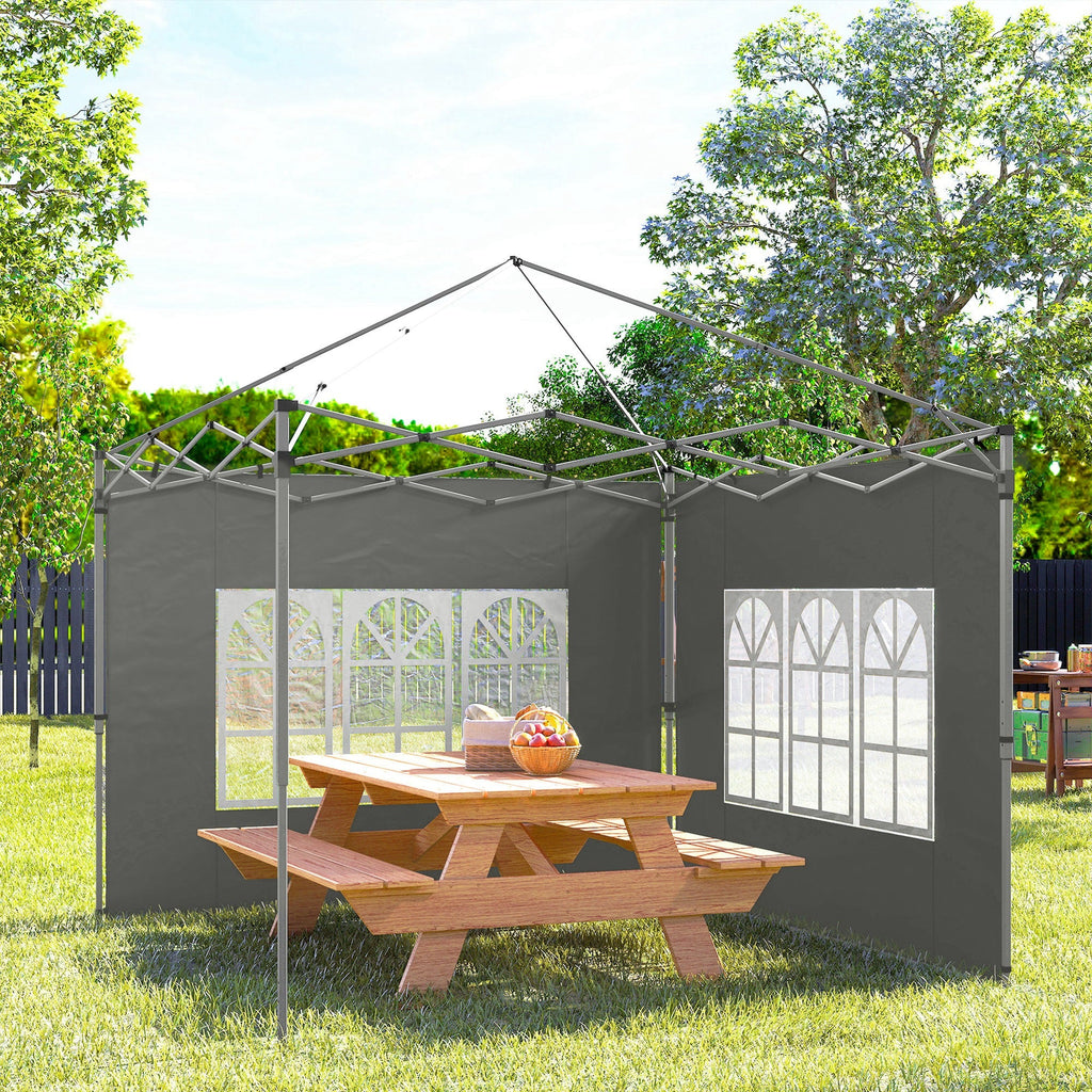 2 Pack Gazebo Side Panels with Window for 3 x 3 m Pop Up Gazebo, Dark Grey