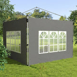 2 Pack Gazebo Side Panels with Window for 3 x 3 m Pop Up Gazebo, Dark Grey
