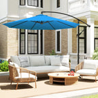 3 m Cantilever Parasol with Cross Base and Crank Handle, Blue