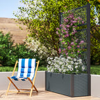 58" Wicker Outdoor Planter with Trellis and Privacy Screen, Dark Grey