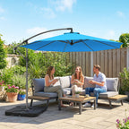 3 m Cantilever Parasol with Weights, Cover & Cross Base, Blue