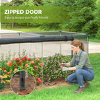 12' x 4' Crop Cage with Zippered Door and Steel Frame, Black