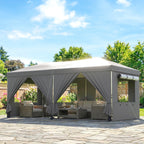 3 x 6 m Pop Up Gazebo with 6 Sidewalls, Wheeled Bag & Sandbags, Dark Grey