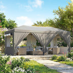 3 x 6 m Pop Up Gazebo with 6 Sidewalls, Wheeled Bag & Sandbags, Dark Grey