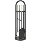 5-Piece Metal Fireplace Tool Set with Brush, Shovel, Poker, Tongs & Stand, Gold Finish