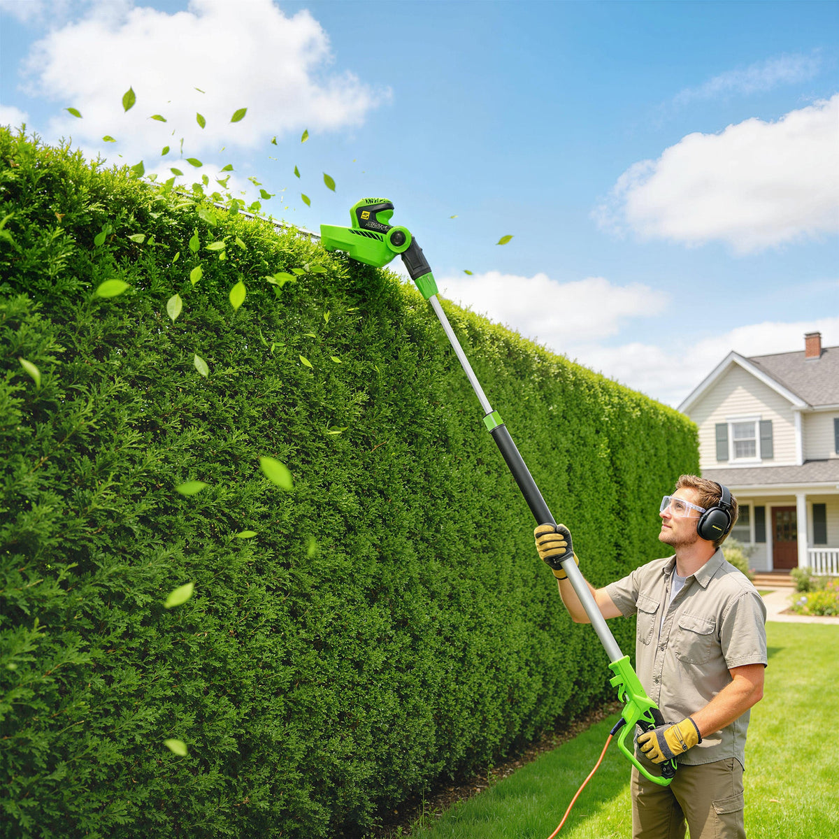2.6 m Extendable Hedge Trimmer with 90° Head and 10 m Cable