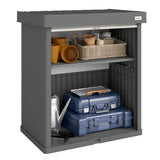 82 Gallon Outdoor Storage Box with Roll-Up Door and Removable Shelf, Grey