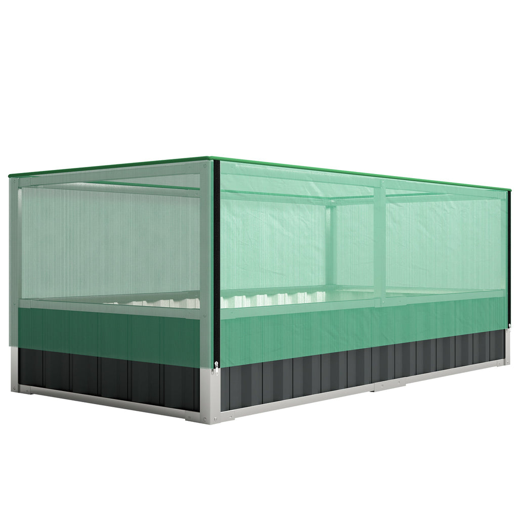 5.7 x 3 x 2.3ft Steel Raised Garden Bed with Cover and Gloves, Dark Grey