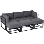 6pc Outdoor Patio Furniture Set with Daybed and Footstools, Grey