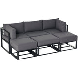 6pc Outdoor Patio Furniture Set with Daybed and Footstools, Grey