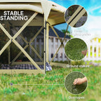 11' x 11' Pop Up Gazebo Screen Tent with UPF30+ Removable Roof Cover, Beige