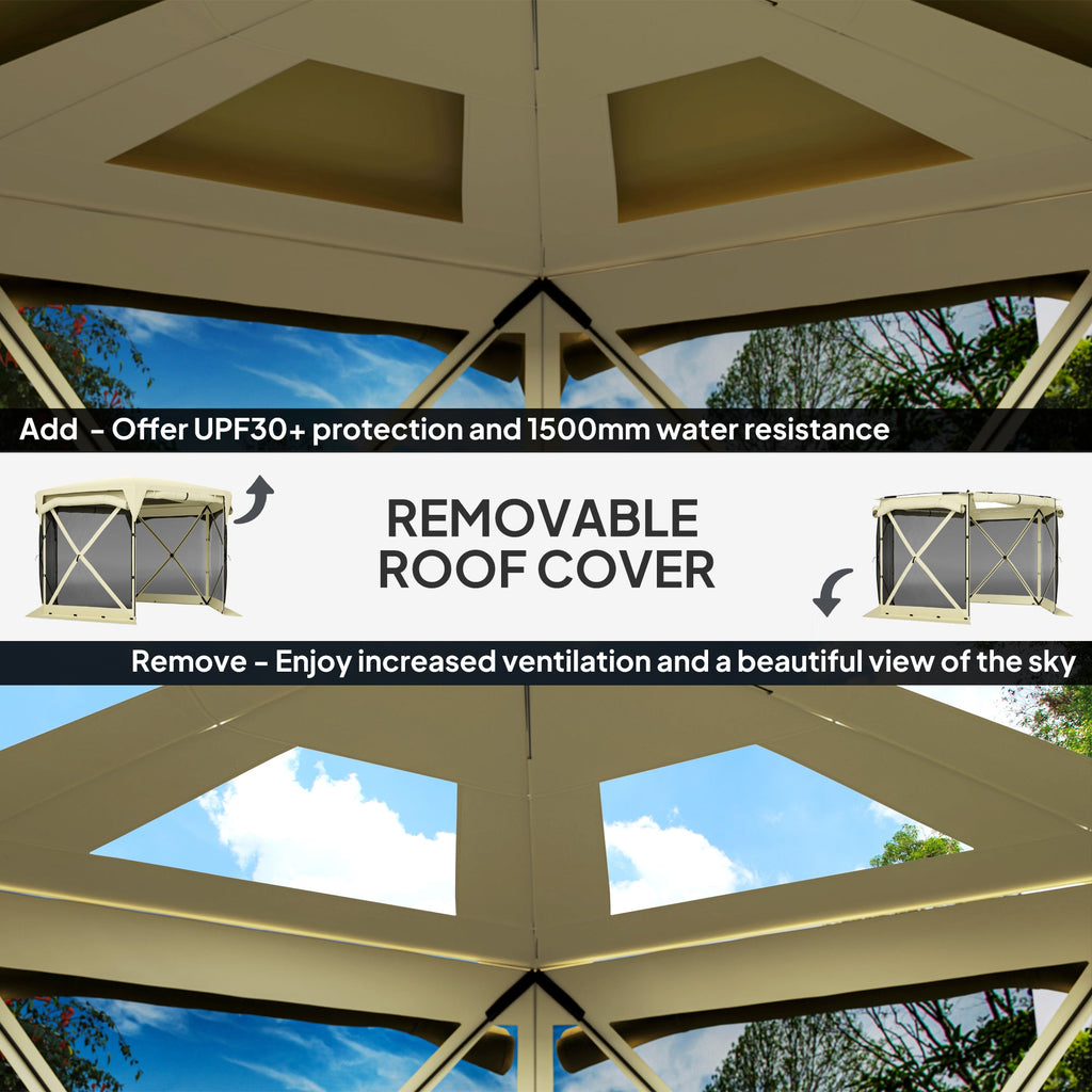 11' x 11' Pop Up Gazebo Screen Tent with UPF30+ Removable Roof Cover, Beige