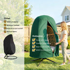 Hanging Egg Chair Cover with Zipper, 420D Oxford for 128 x 190H cm Stand, Green