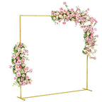 6.6ft Square Wedding Arch Backdrop Stand with Stakes, Gold