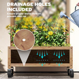 2 Pack Raised Garden Beds with Metal Trellis, Wheels and Drainage, Brown