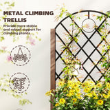 2 Pack Raised Garden Beds with Metal Trellis, Wheels and Drainage, Brown