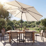 2.7 m Garden Parasol with Cross Base, Sandbag and Tilt, Cream White