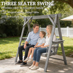 3 Seater Wooden Garden Swing Seat with Side Tables, Dark Grey