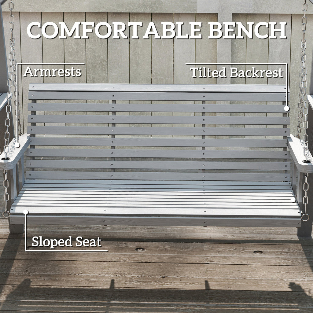 3 Seater Wooden Garden Swing Seat with Side Tables, Dark Grey
