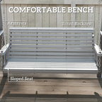 3 Seater Wooden Garden Swing Seat with Side Tables, Dark Grey