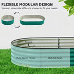 180 x 90 x 30 cm Galvanised Raised Garden Bed with Safety Edging, Light Green