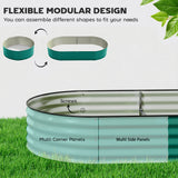 180 x 90 x 30 cm Galvanised Raised Garden Bed with Safety Edging, Light Green