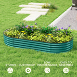 180 x 90 x 30 cm Galvanised Raised Garden Bed with Safety Edging, Light Green
