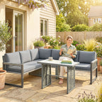4 Piece Rattan Garden Furniture Set with 3 Loveseats, Grey