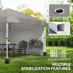 10' x 10' Pop Up Canopy Tent with Sidewalls and Roller Bag, Light Grey