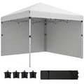 10' x 10' Pop Up Canopy Tent with Sidewalls and Roller Bag, White