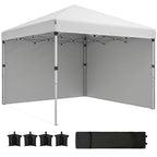 10' x 10' Pop Up Canopy Tent with Sidewalls and Roller Bag, White