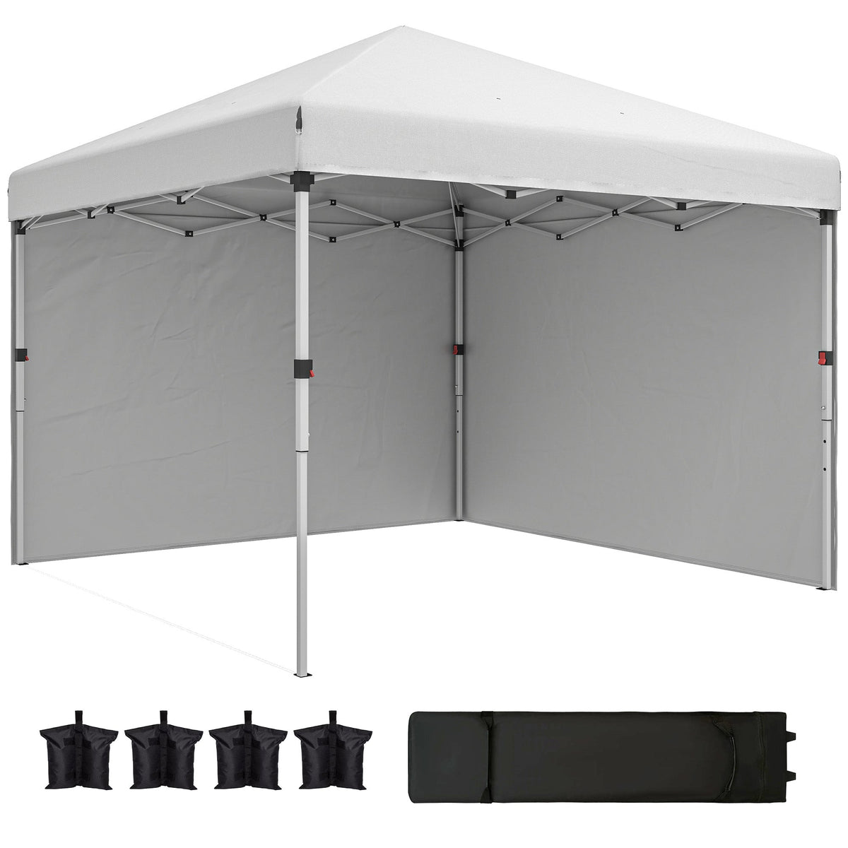 10' x 10' Pop Up Canopy Tent with Sidewalls and Roller Bag, White