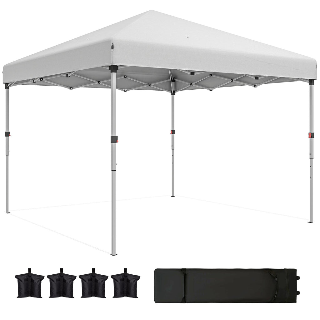 10' x 10' Pop Up Canopy Tent with Sidewalls and Roller Bag, White