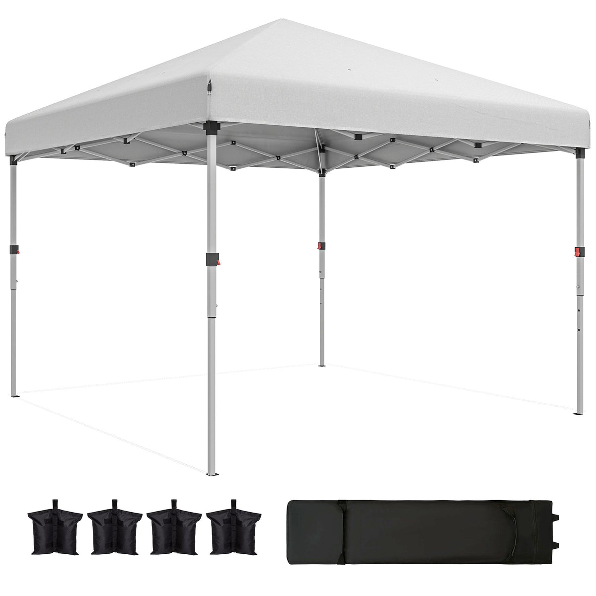 10' x 10' Pop Up Canopy Tent with Sidewalls and Roller Bag, White
