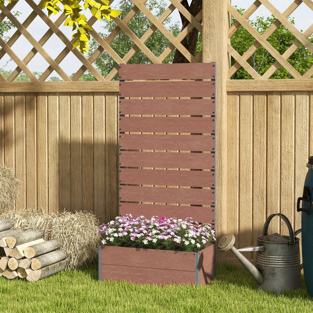 28" x 15" x 59" Raised Garden Bed with Trellis, Light Brown
