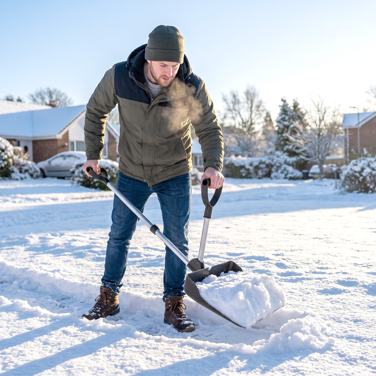Heavy Duty Snow Shovel with 45cm Blade and Detachable Aluminum Handle